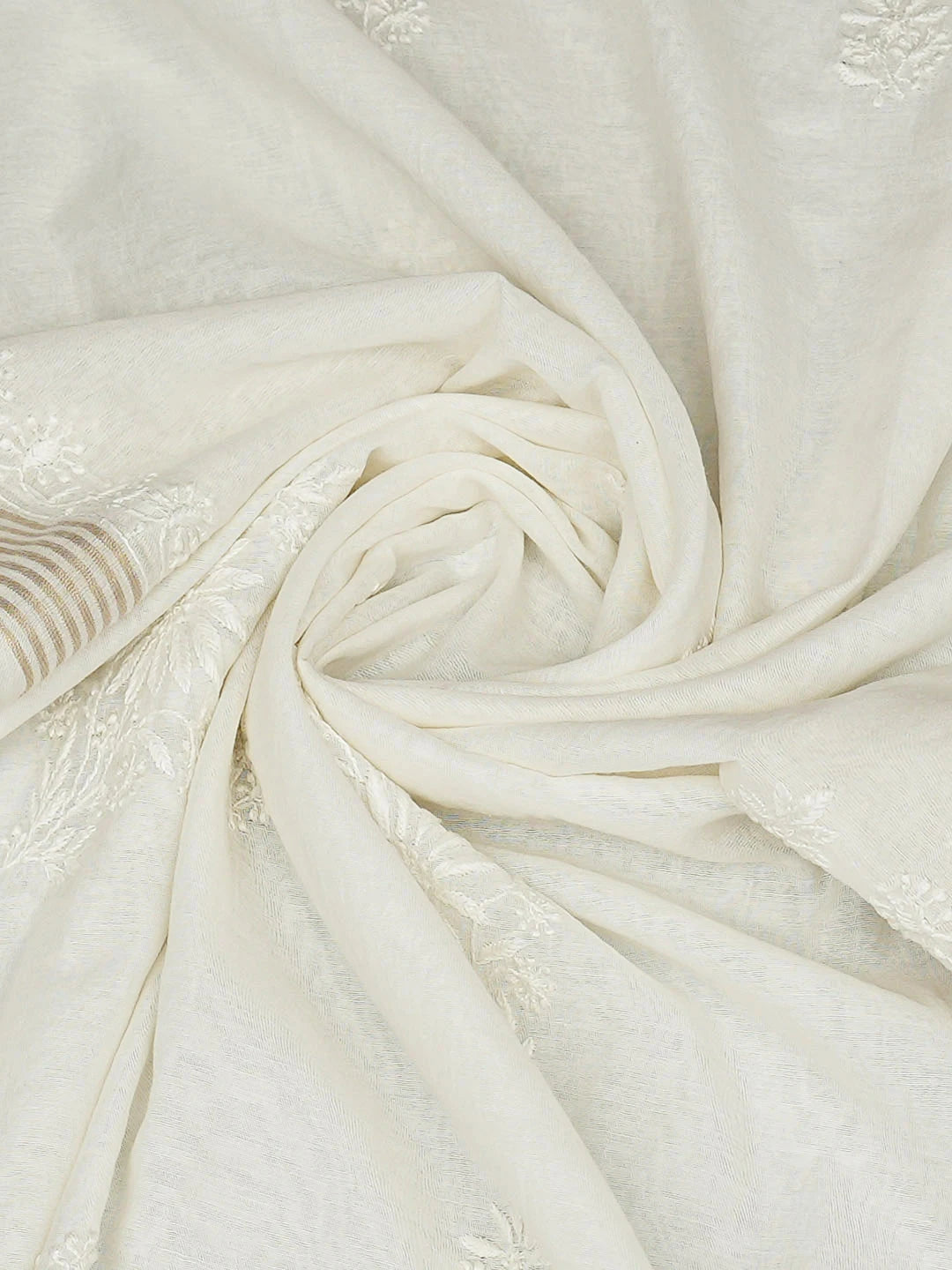 Ada Hand Embroidered White Chanderi Lucknowi Chikankari Dupatta 01A944066