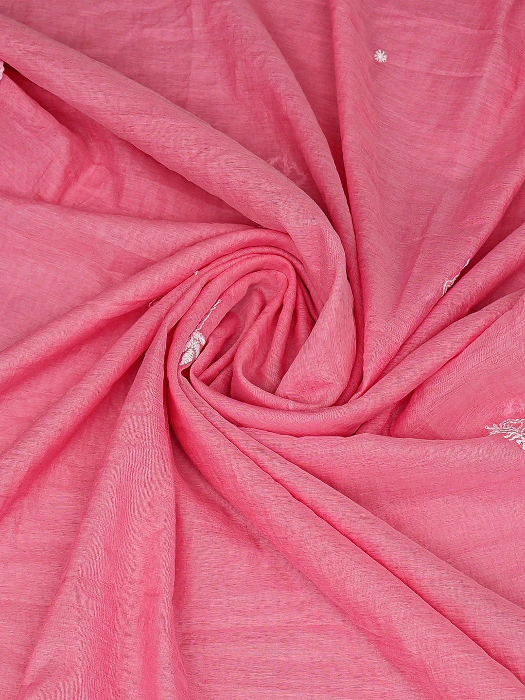 Ada Hand Embroidered Carrot Pink Chanderi Lucknowi Chikankari Dupatta 01A957308