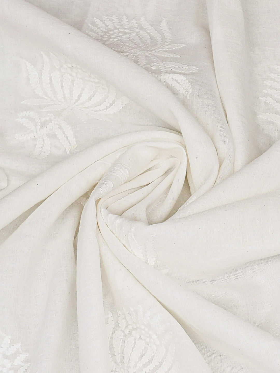 Ada Hand Embroidered White Cotton Lucknowi Chikankari Dupatta 01A950847