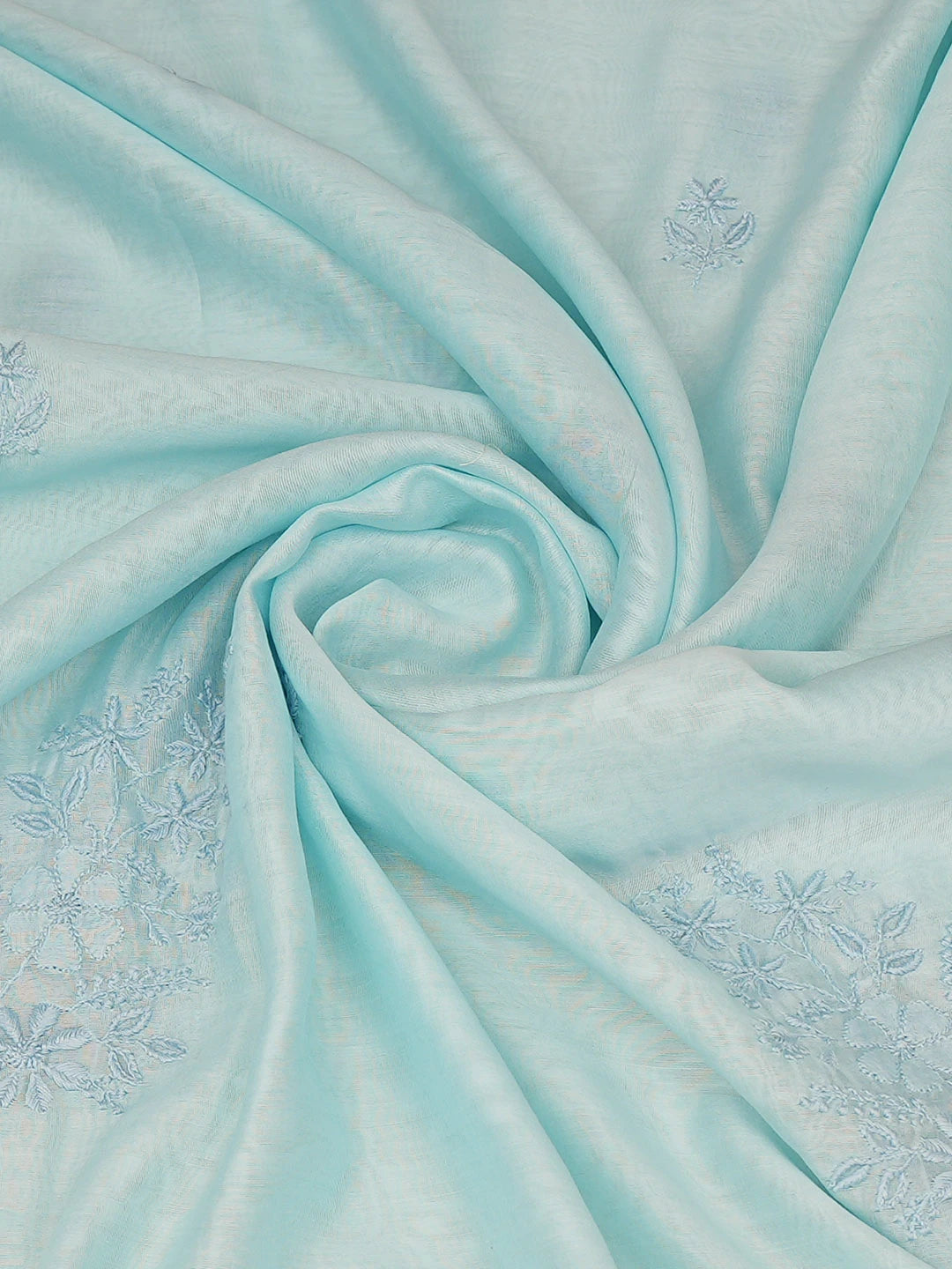 Ada Hand Embroidered Blue Chanderi Lucknowi Chikankari Dupatta 01A922689
