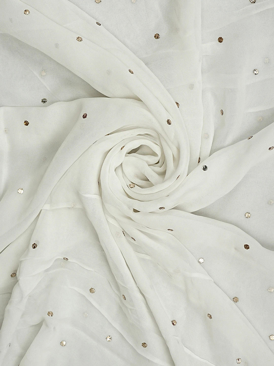 Ada Hand Embroidered White Viscose Georgette Unstitched Kurta Dupatta Set With Muqaish/Mukaish Work 01A957867