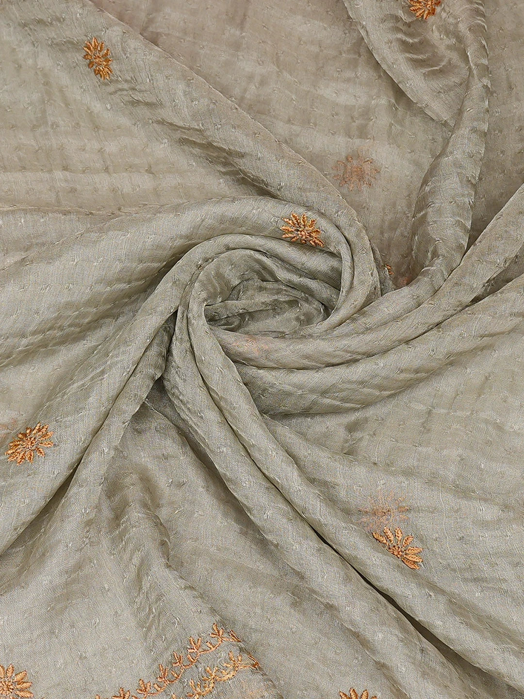 Ada Hand Embroidered Grey Tissue Lucknowi Chikankari Dupatta 01A952415