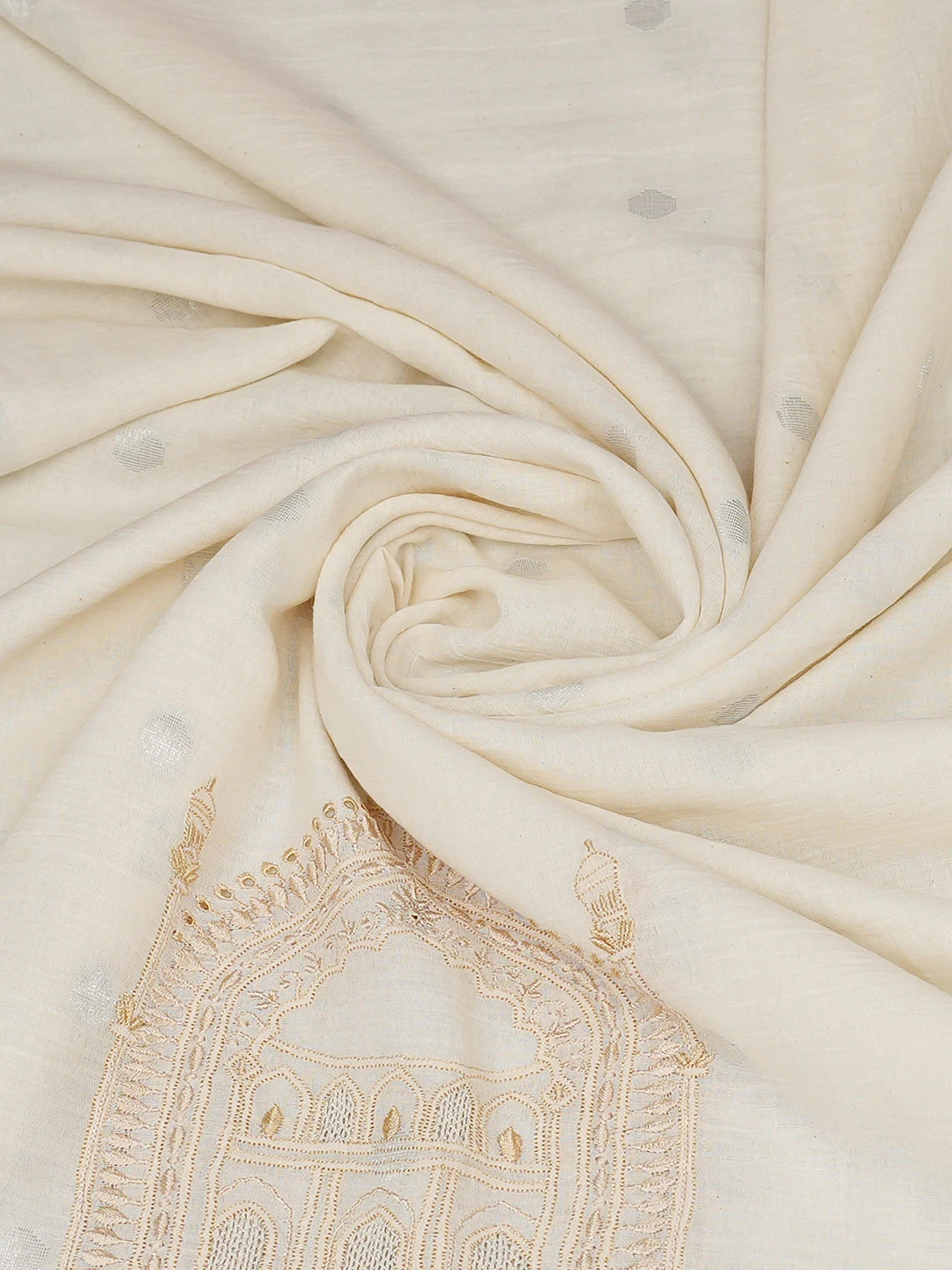 Ada Hand Embroidered Off White Linen Lucknowi Chikankari Dupatta 01A947222