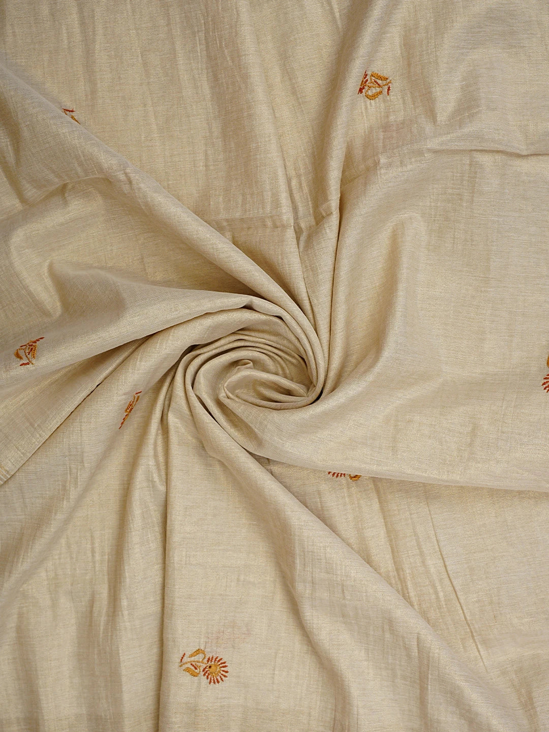 Ada Hand Embroidered Fawn Tissue Lucknowi Chikankari Semi-Stitched Kurta Dupatta Set 01A901096