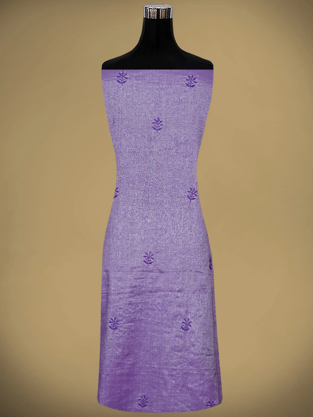 Ada Hand Embroidered Purple Tissue Lucknowi Chikankari Unstitched Kurta Dupatta Set 01A946082