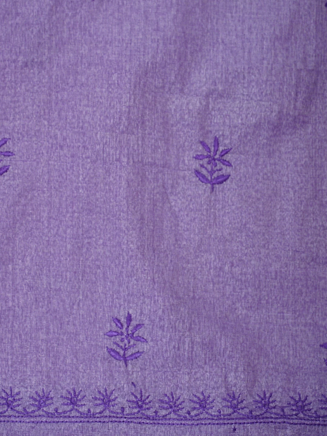 Ada Hand Embroidered Purple Tissue Lucknowi Chikankari Unstitched Kurta Dupatta Set 01A946082