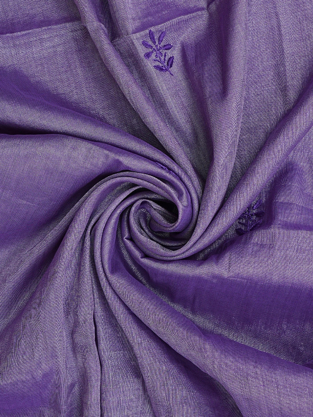 Ada Hand Embroidered Purple Tissue Lucknowi Chikankari Unstitched Kurta Dupatta Set 01A946082