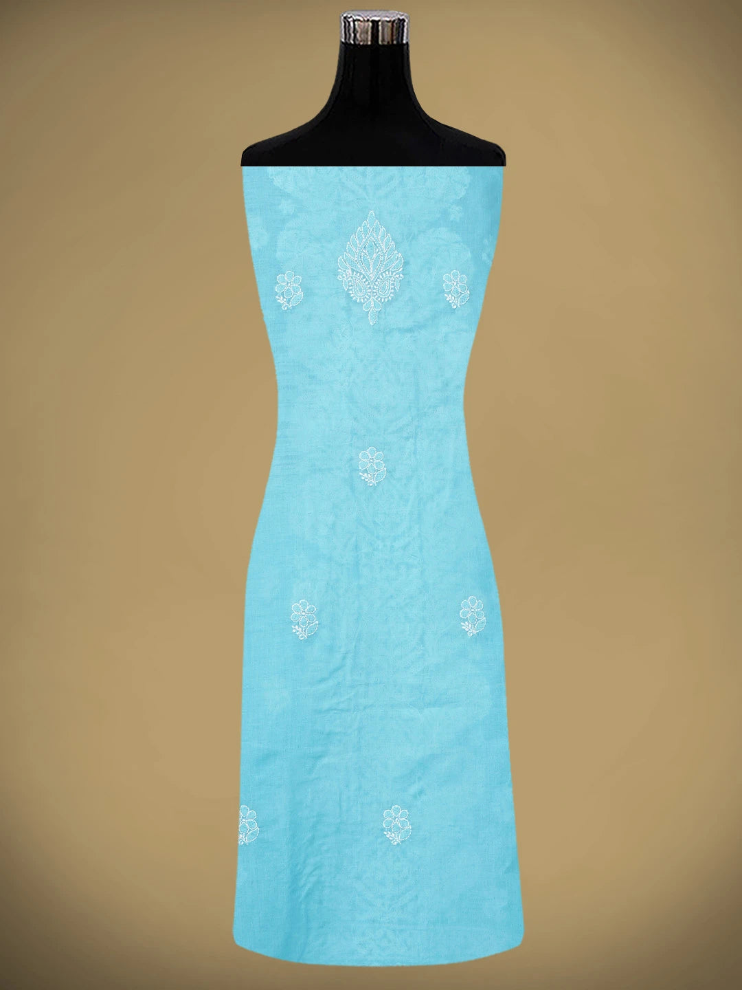 Ada Hand Embroidered Blue Cotton Lucknowi Chikankari Unstitched Suit Piece 01A960208