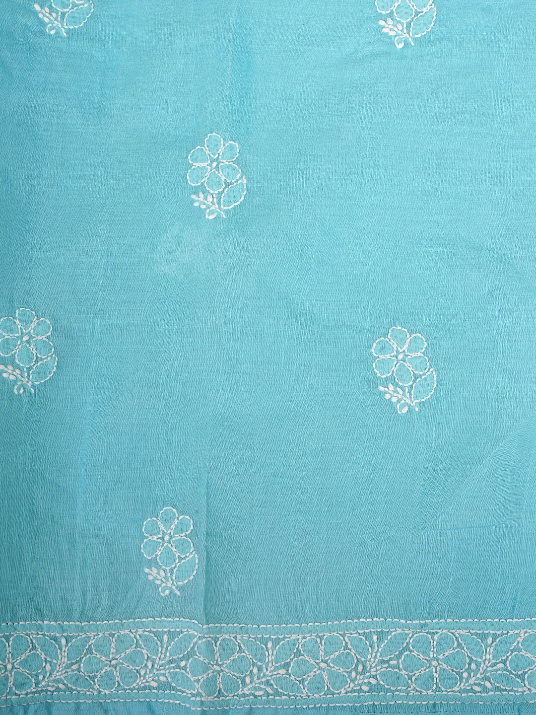 Ada Hand Embroidered Blue Cotton Lucknowi Chikankari Unstitched Suit Piece 01A960208