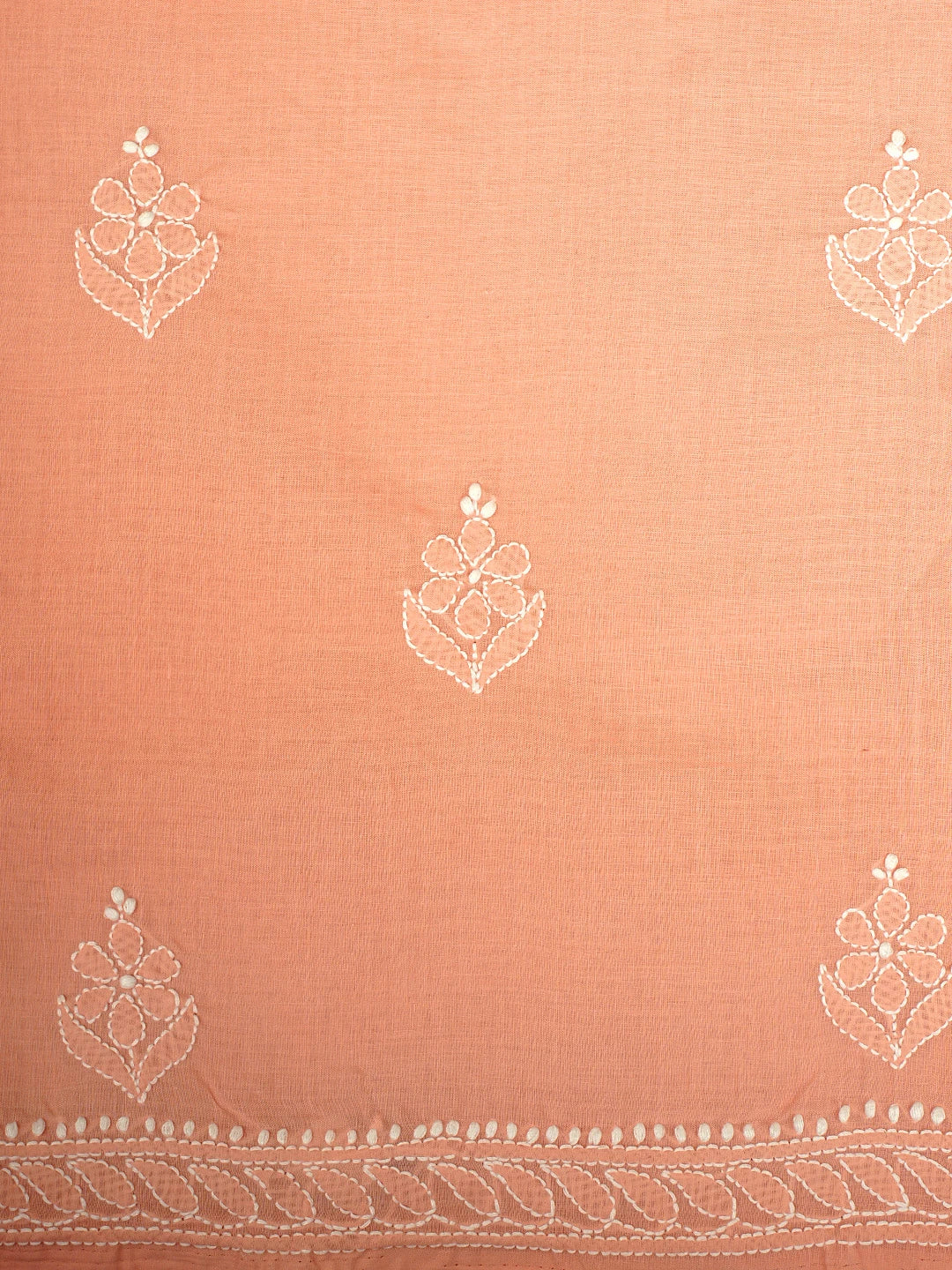 Ada Hand Embroidered Peach Cotton Lucknowi Chikankari Unstitched Suit Piece 01A960212
