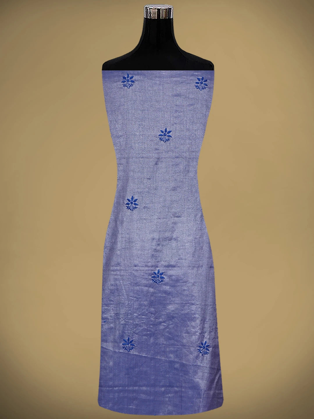 Ada Hand Embroidered Blue Grey Tissue Lucknowi Chikankari Unstitched Kurta Dupatta Set 01A946076