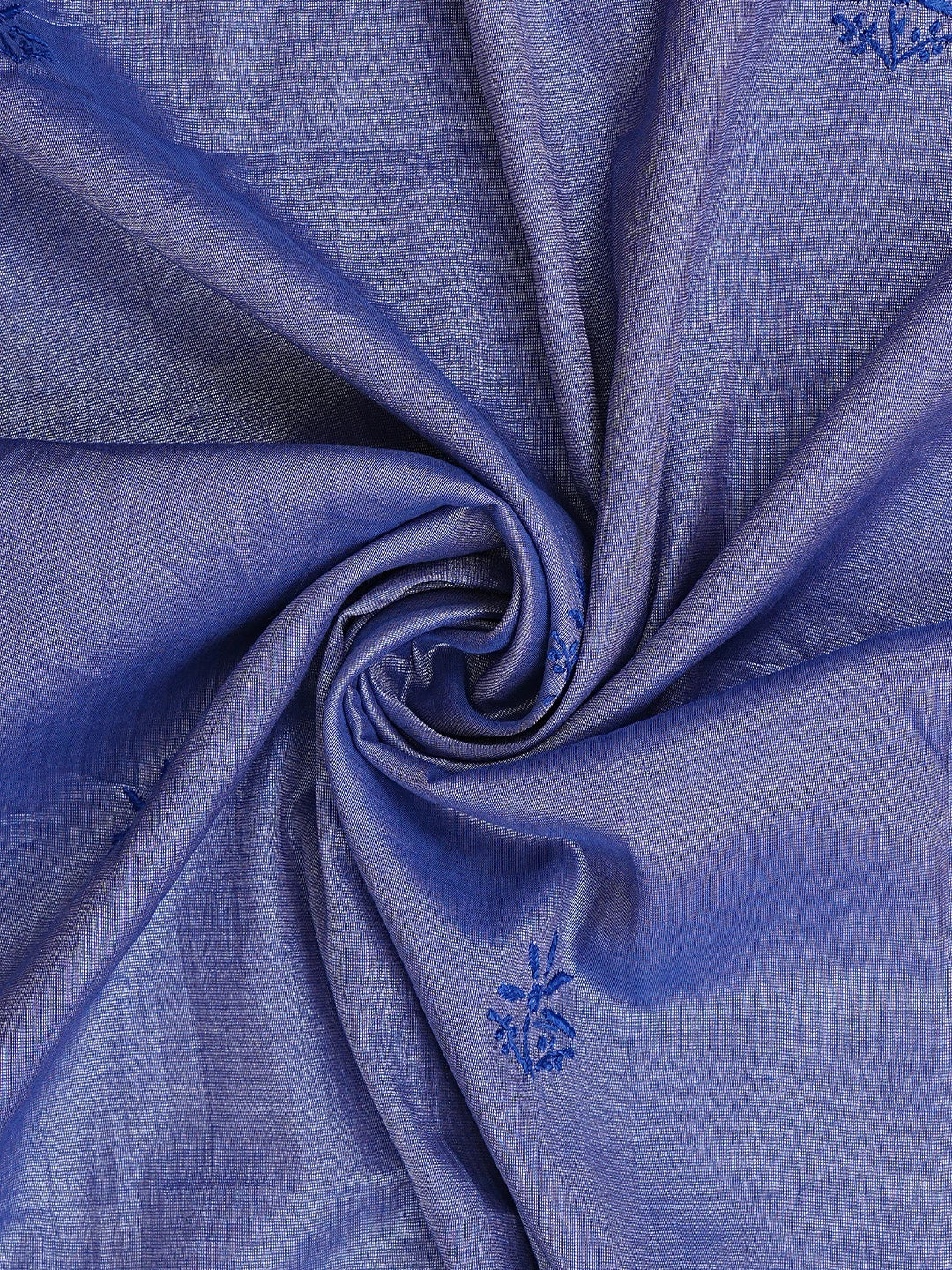 Ada Hand Embroidered Blue Grey Tissue Lucknowi Chikankari Unstitched Kurta Dupatta Set 01A946076