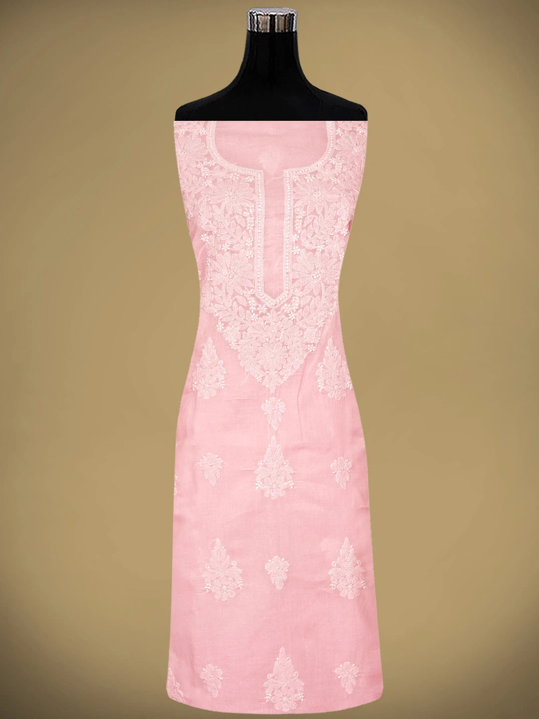 Ada Hand Embroidered Pink Cotton Lucknowi Chikankari Unstitched Suit Piece 01A960340