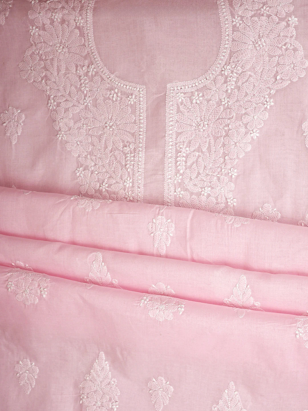 Ada Hand Embroidered Pink Cotton Lucknowi Chikankari Unstitched Suit Piece 01A960340