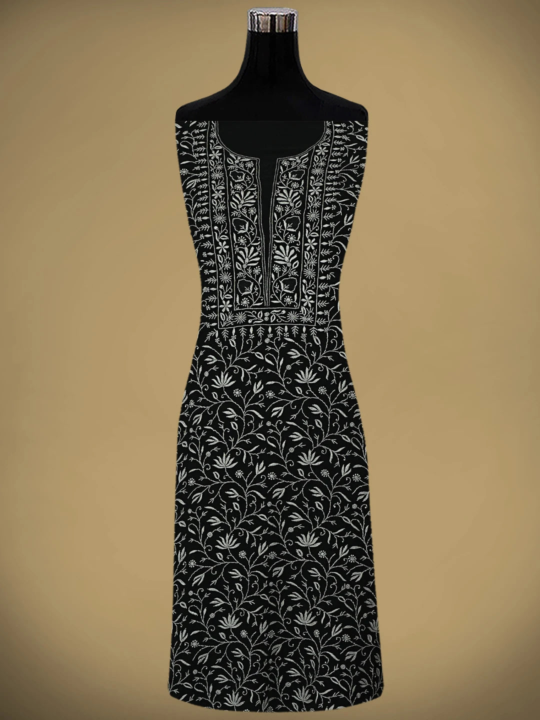 Ada Hand Embroidere Black Viscose Georgette Lucknowi Chikankari Unstitched Kurta Dupatta Set 01A865539