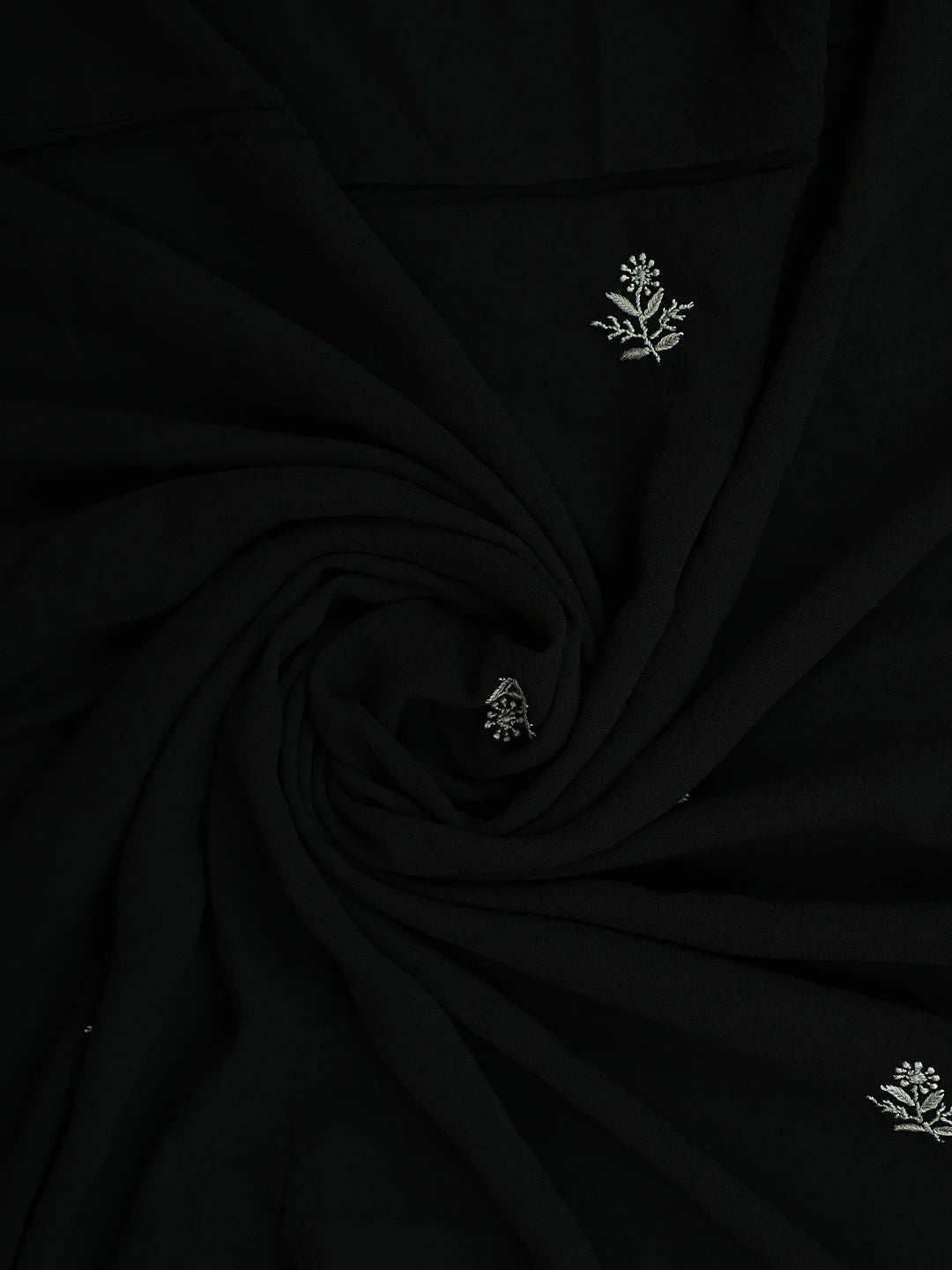 Ada Hand Embroidere Black Viscose Georgette Lucknowi Chikankari Unstitched Kurta Dupatta Set 01A865539