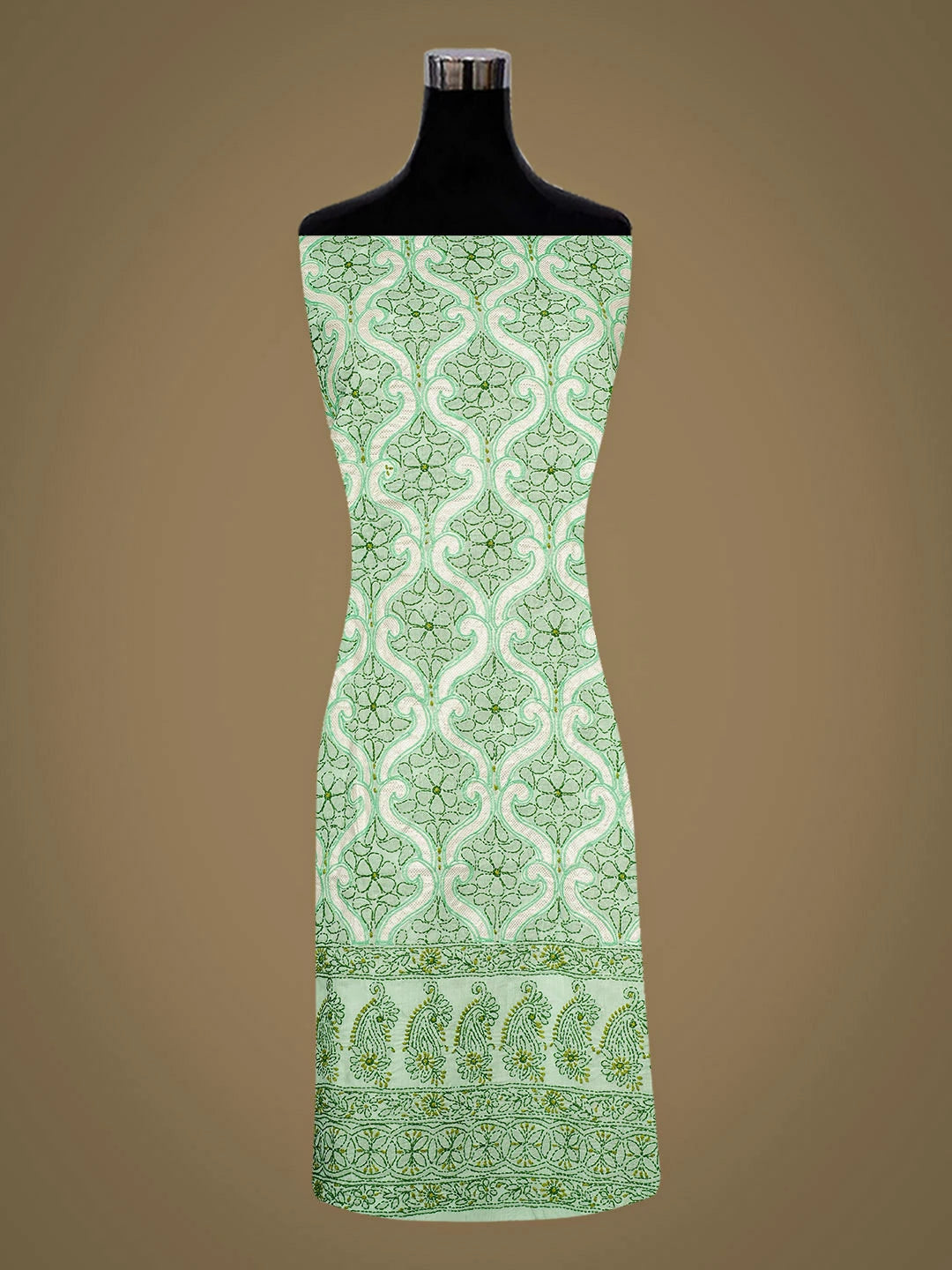 Ada Hand Embroidered Sea Green Cotton lucknowi Chikankari Unstitched Kurta 01A898587