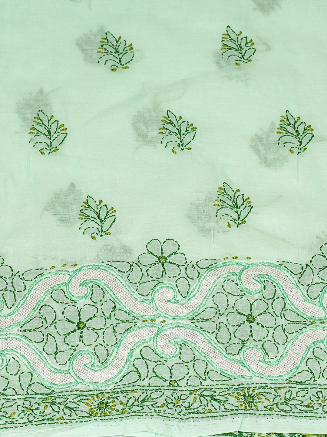 Ada Hand Embroidered Sea Green Cotton lucknowi Chikankari Unstitched Kurta 01A898587