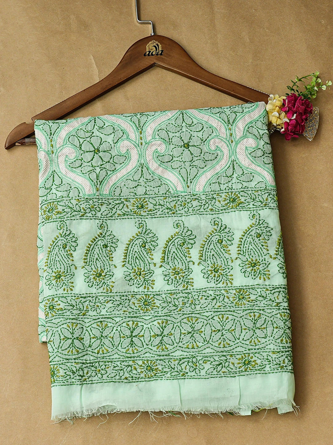 Ada Hand Embroidered Sea Green Cotton lucknowi Chikankari Unstitched Kurta 01A898587