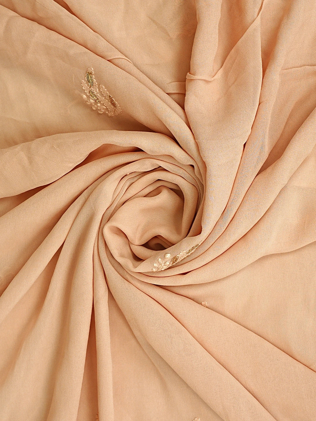 Ada Hand Embroidered Dusty Peach Viscose Georgette Lucknowi Chikankari Unstitched Kurta Dupatta Set With Zari Work 01A944707