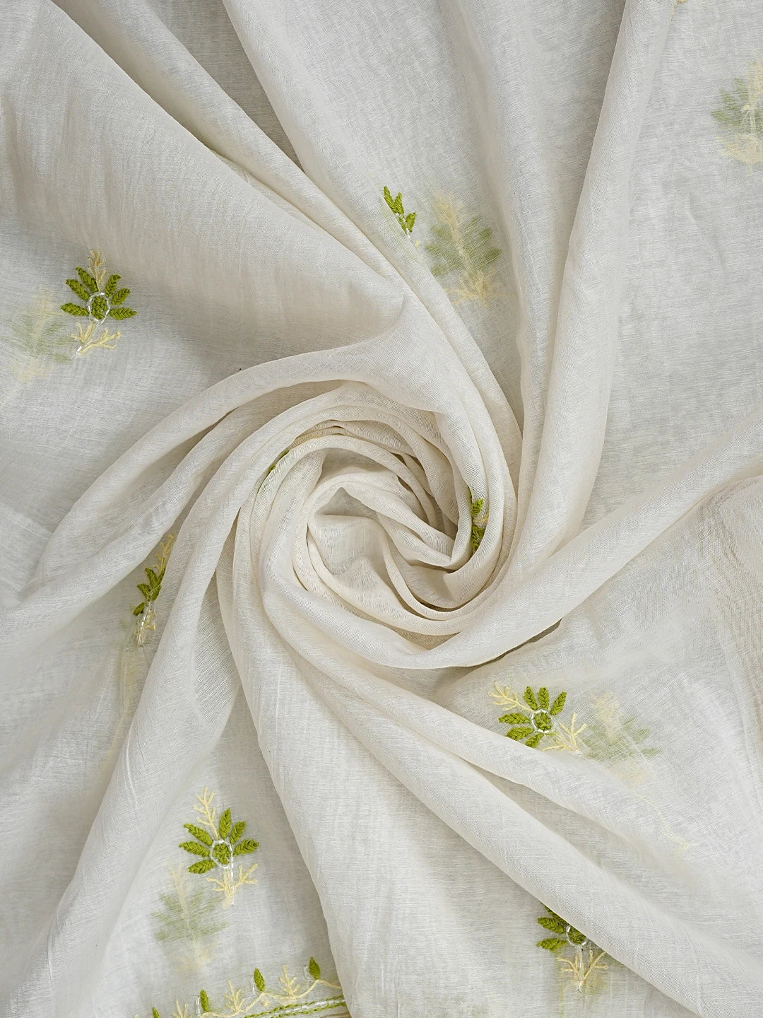Ada Hand Embroidered Beige Chanderi Lucknowi Chikankari Semi-stitched Kurta Dupatta Set With Cutdana Work 01A913340
