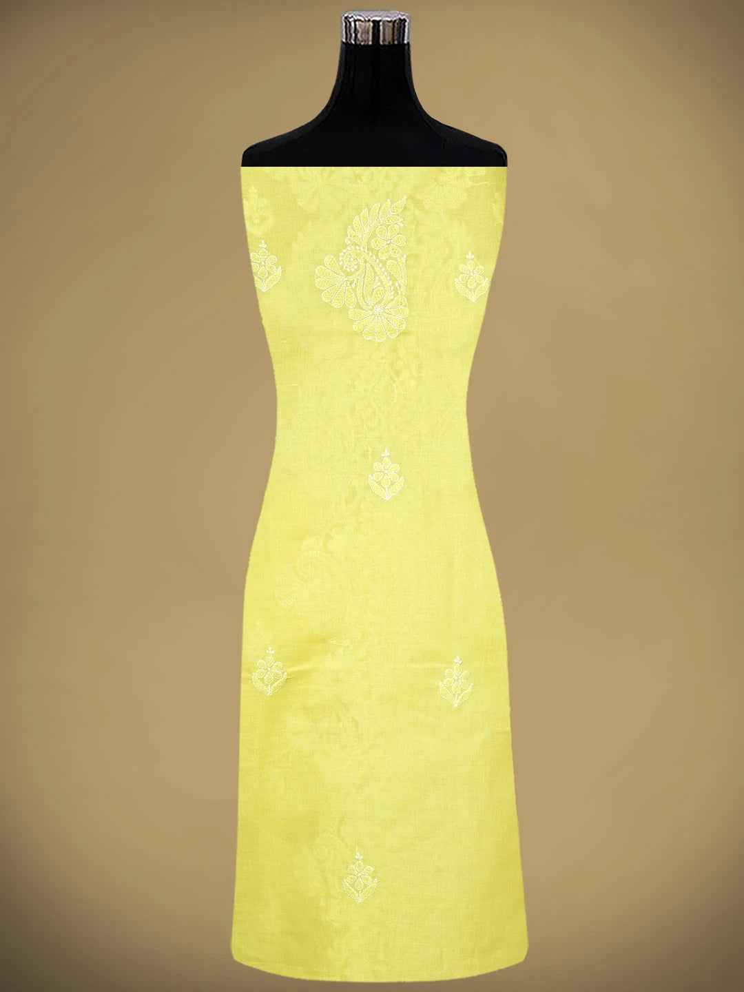 Ada Hand Embroidered Lemon Cotton Lucknowi Chikankari Unstitched Suit Piece 01A960237