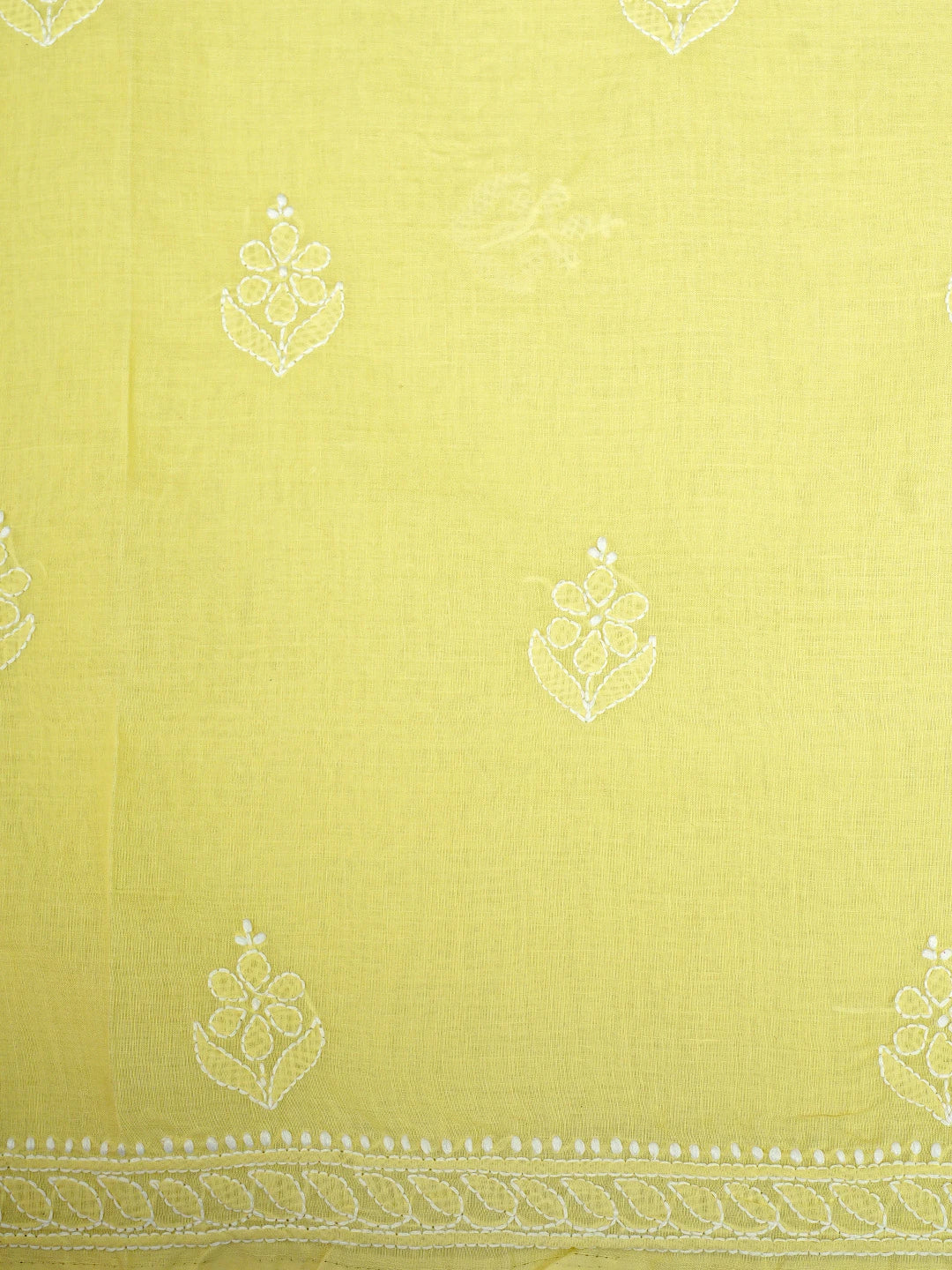 Ada Hand Embroidered Lemon Cotton Lucknowi Chikankari Unstitched Suit Piece 01A960237