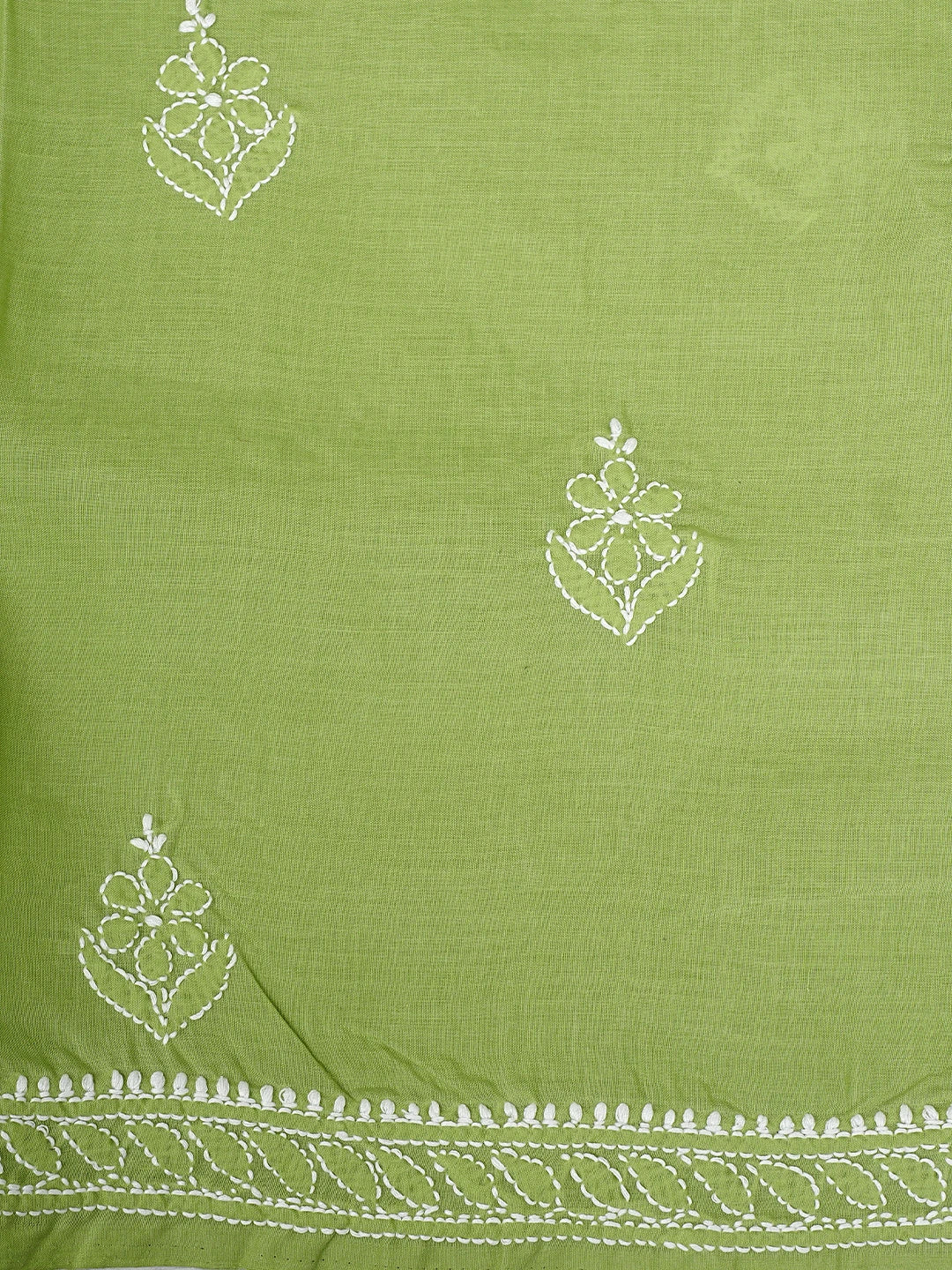 Ada Hand Embroidered Green Cotton Lucknowi Chikankari Unstitched Suit Piece 01A960238