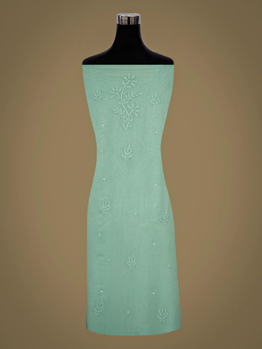 Ada Hand Embroidered Sea Green Viscose Georgette lucknowi Chikankari Unstitched Kurta Dupatta Set With Cutdana Work 01A944702