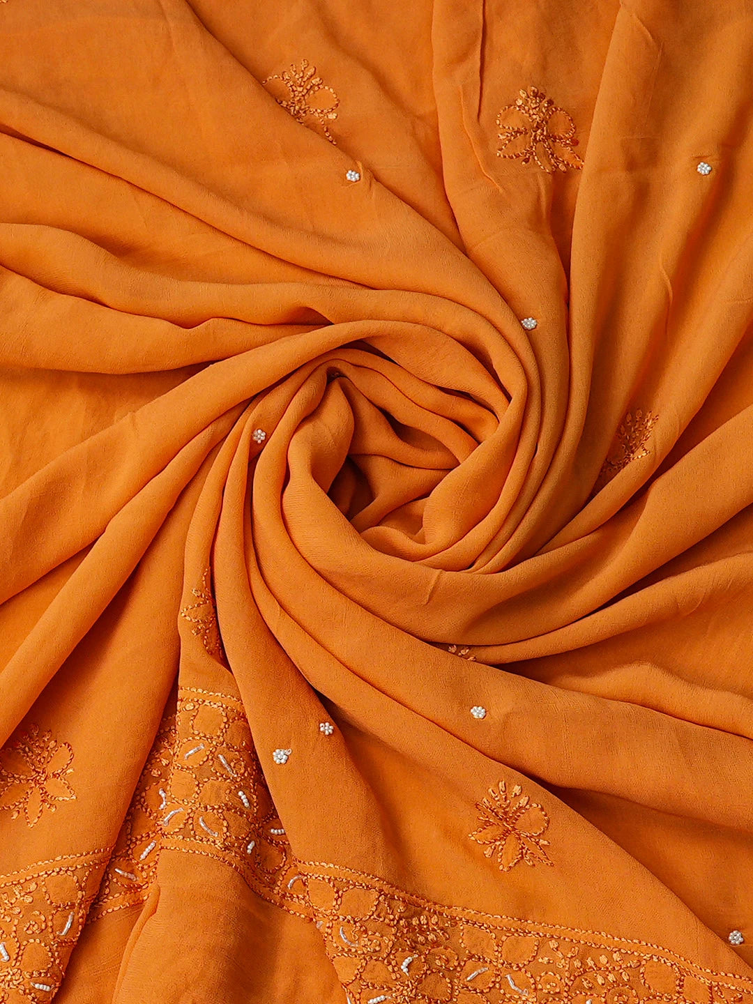 Ada Hand Embroidered Mustard Viscose Georgette lucknowi Chikankari Unstitched Kurta Dupatta Set With Cutdana Work 01A933561