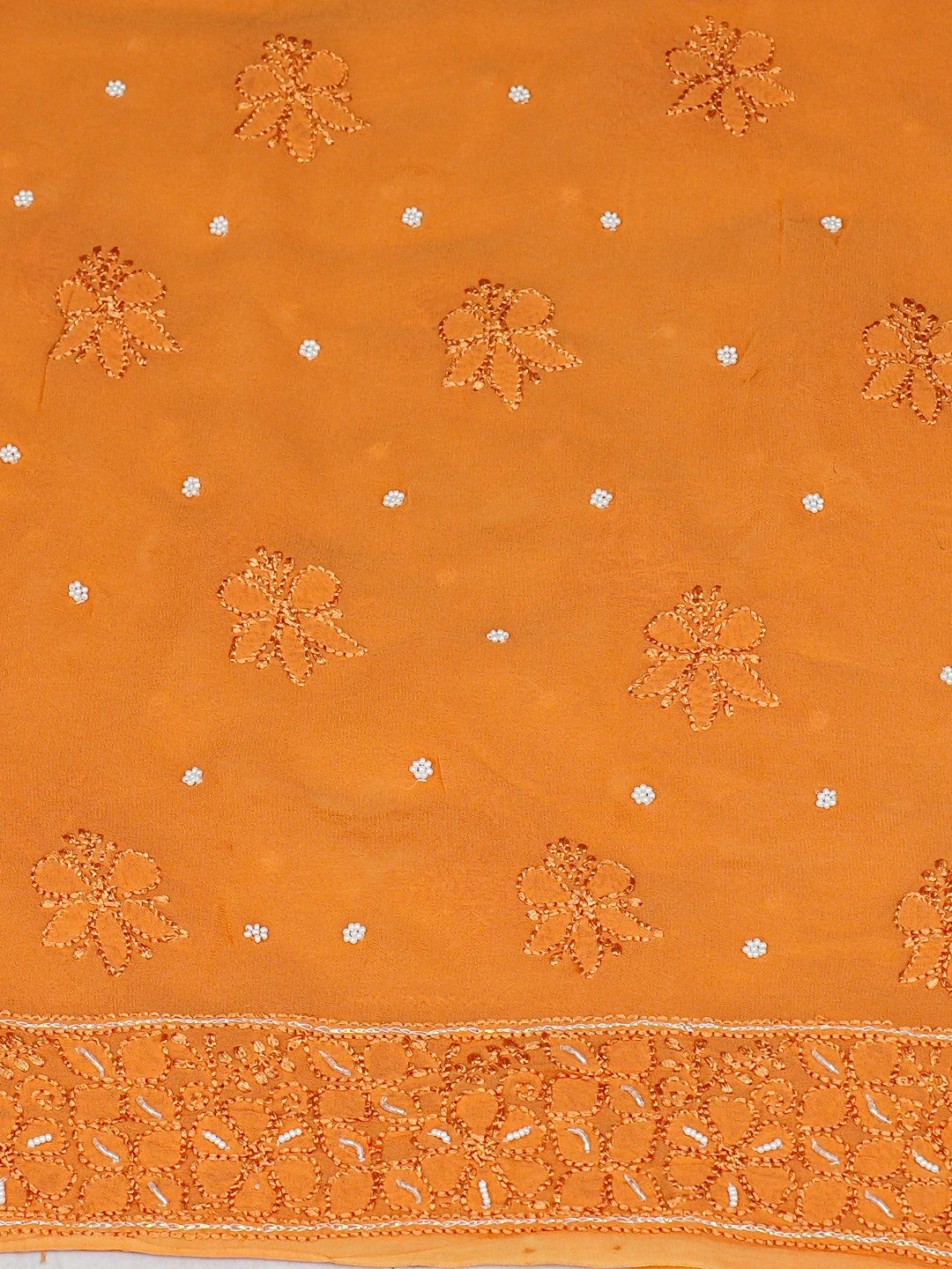 Ada Hand Embroidered Mustard Viscose Georgette lucknowi Chikankari Unstitched Kurta Dupatta Set With Cutdana Work 01A933561