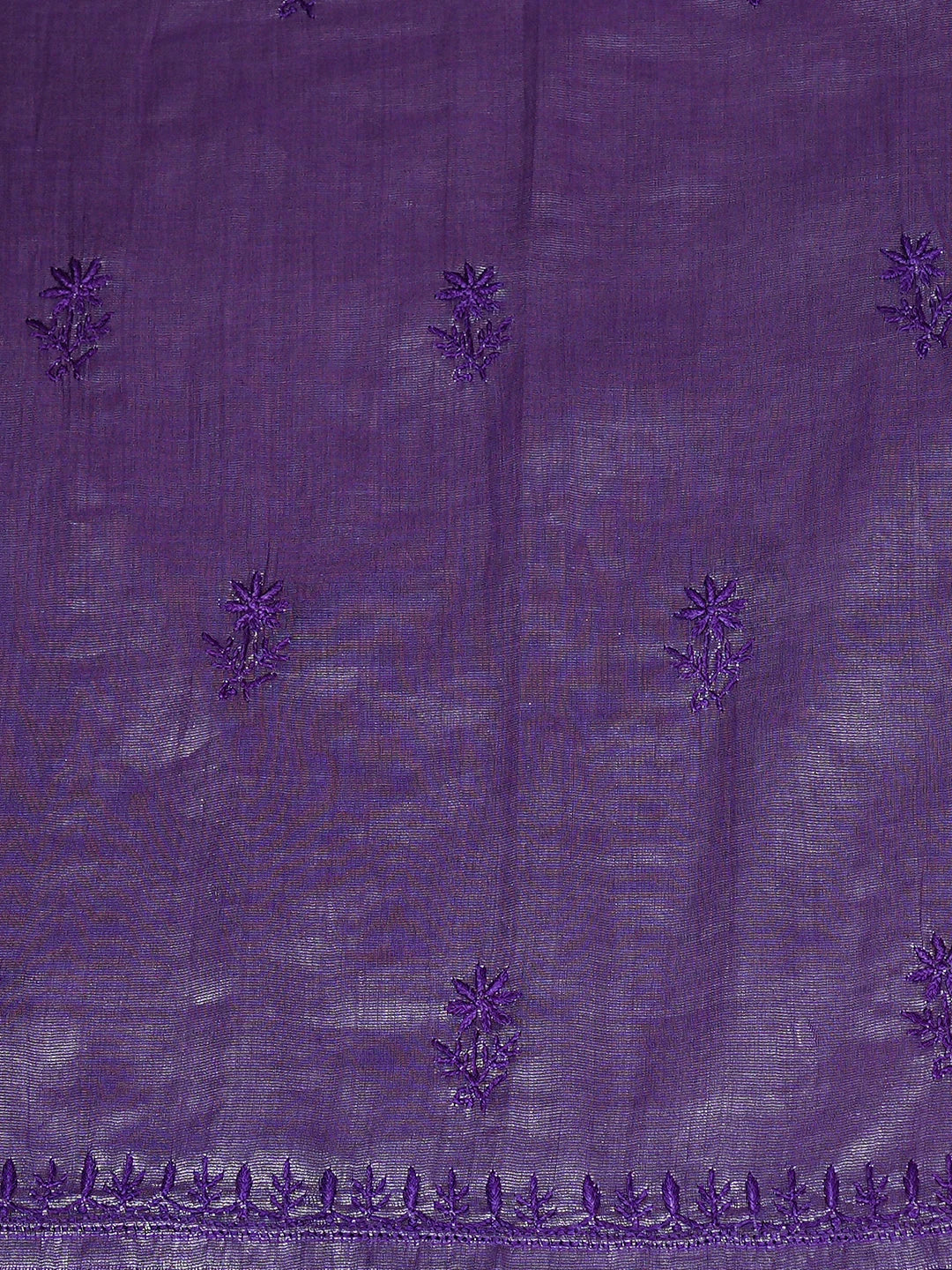 Ada Hand Embroidered Purple Tissue lucknowi Chikankari Semi-stitched Kurta Dupatta Set 01A946077