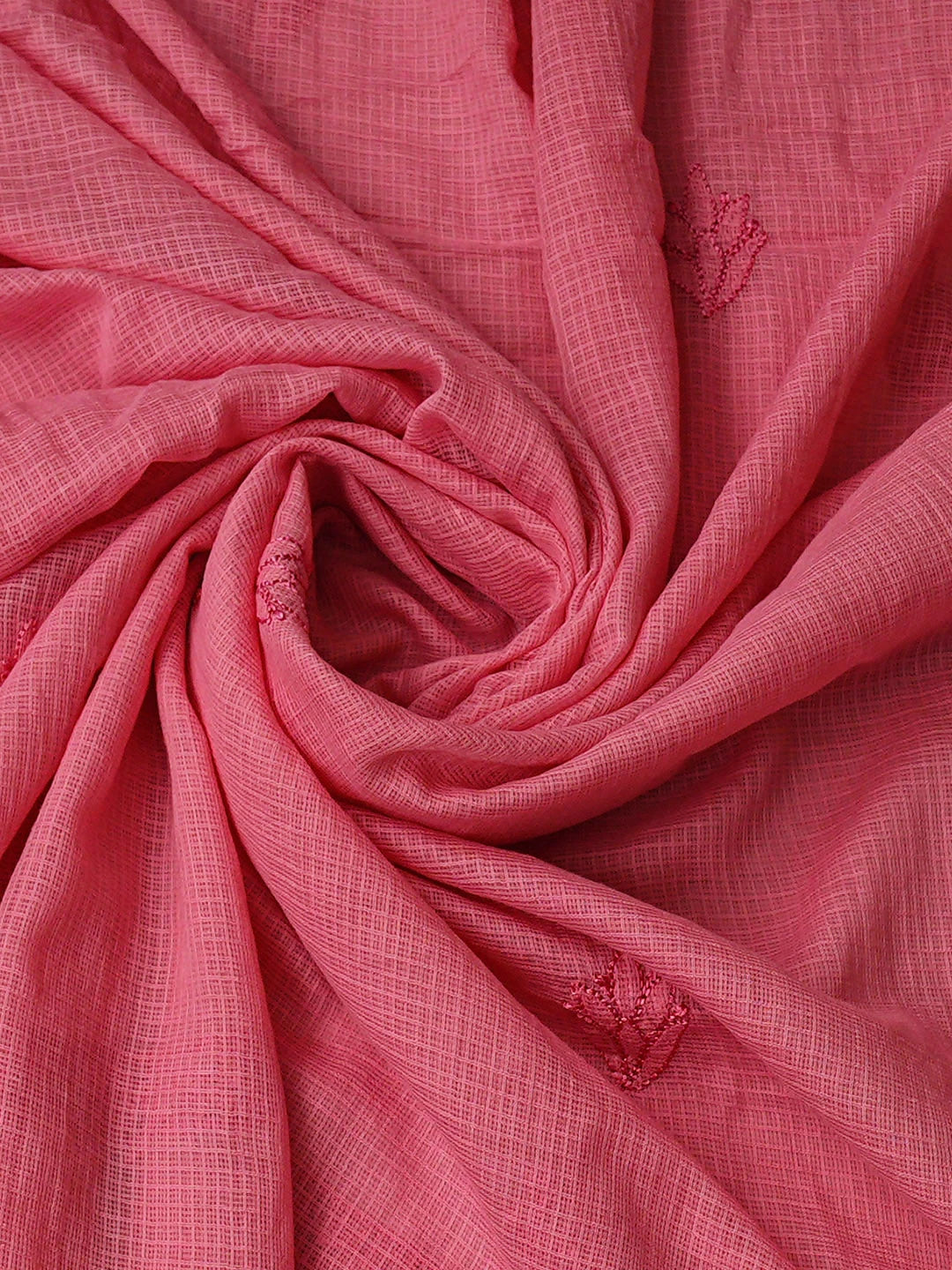 Ada Hand Embroidered Pink Kota lucknowi Chikankari Semi-stitched Kurta Dupatta Set 01A919678