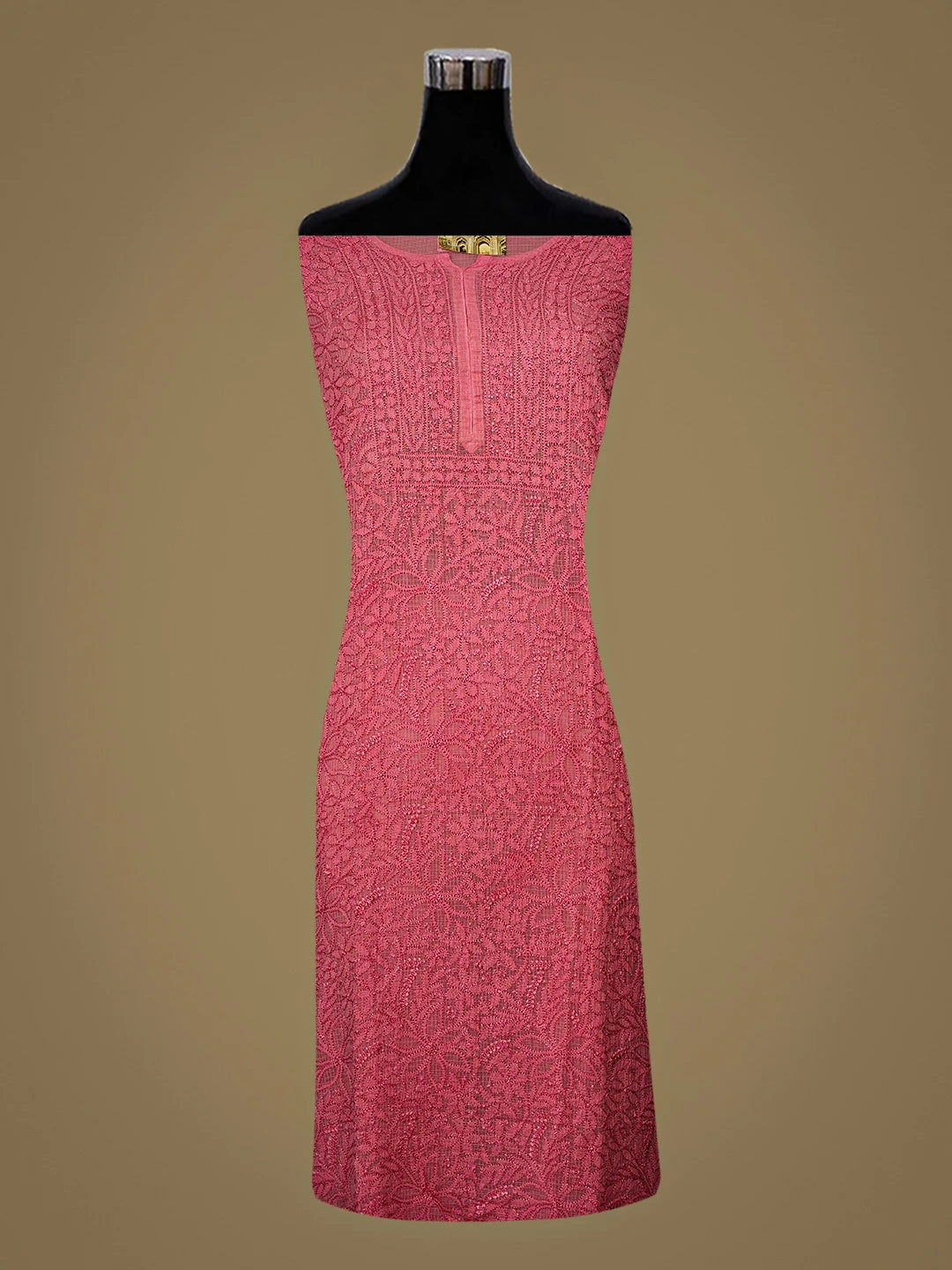 Ada Hand Embroidered Pink Kota lucknowi Chikankari Semi-stitched Kurta Dupatta Set 01A919678