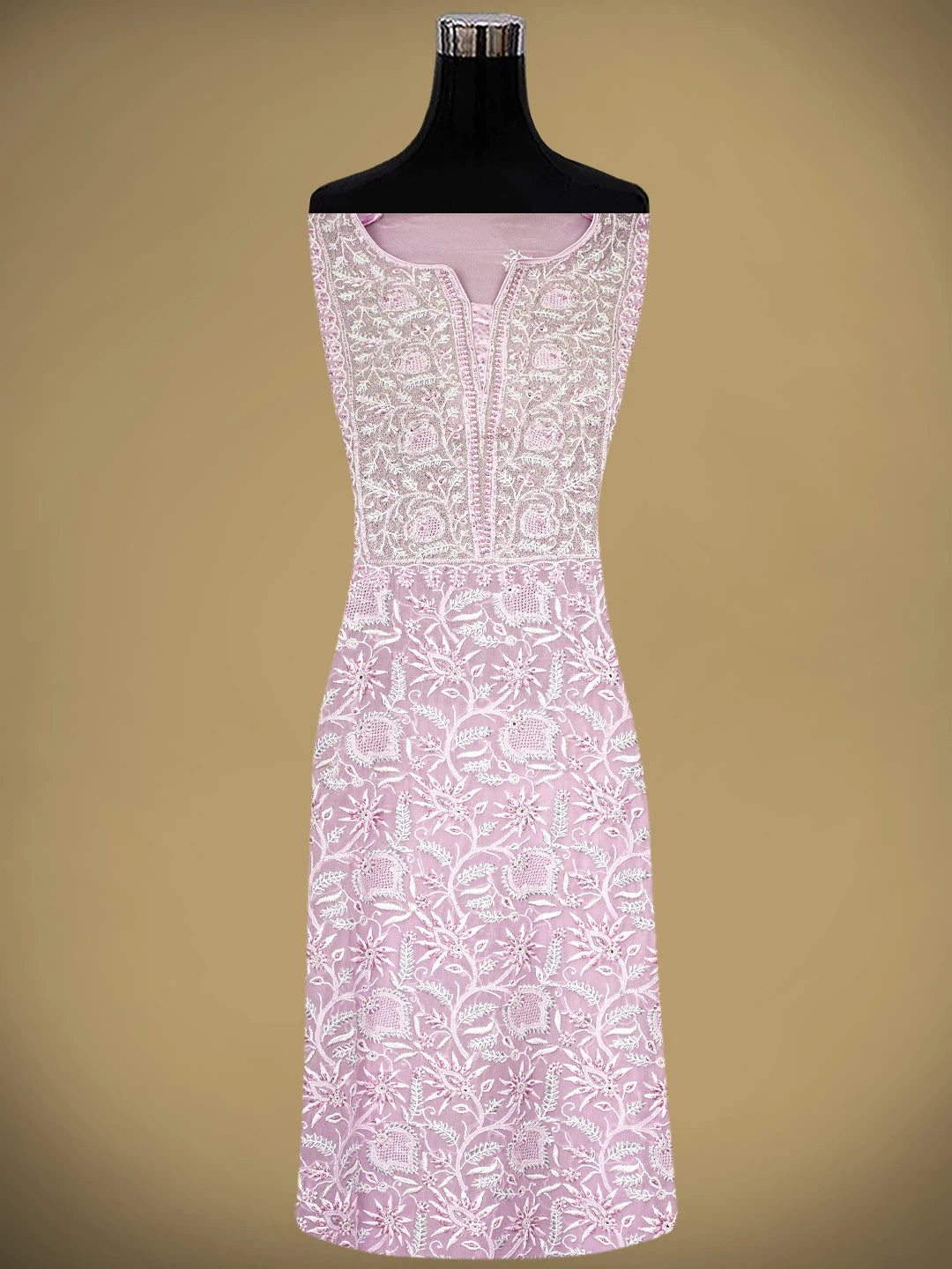 Ada Hand Embroidered Purple Essence Pure Georgette Lucknowi Chikankari Semi-stitched Kurta Dupatta Set With Cutdana Work 01A572425