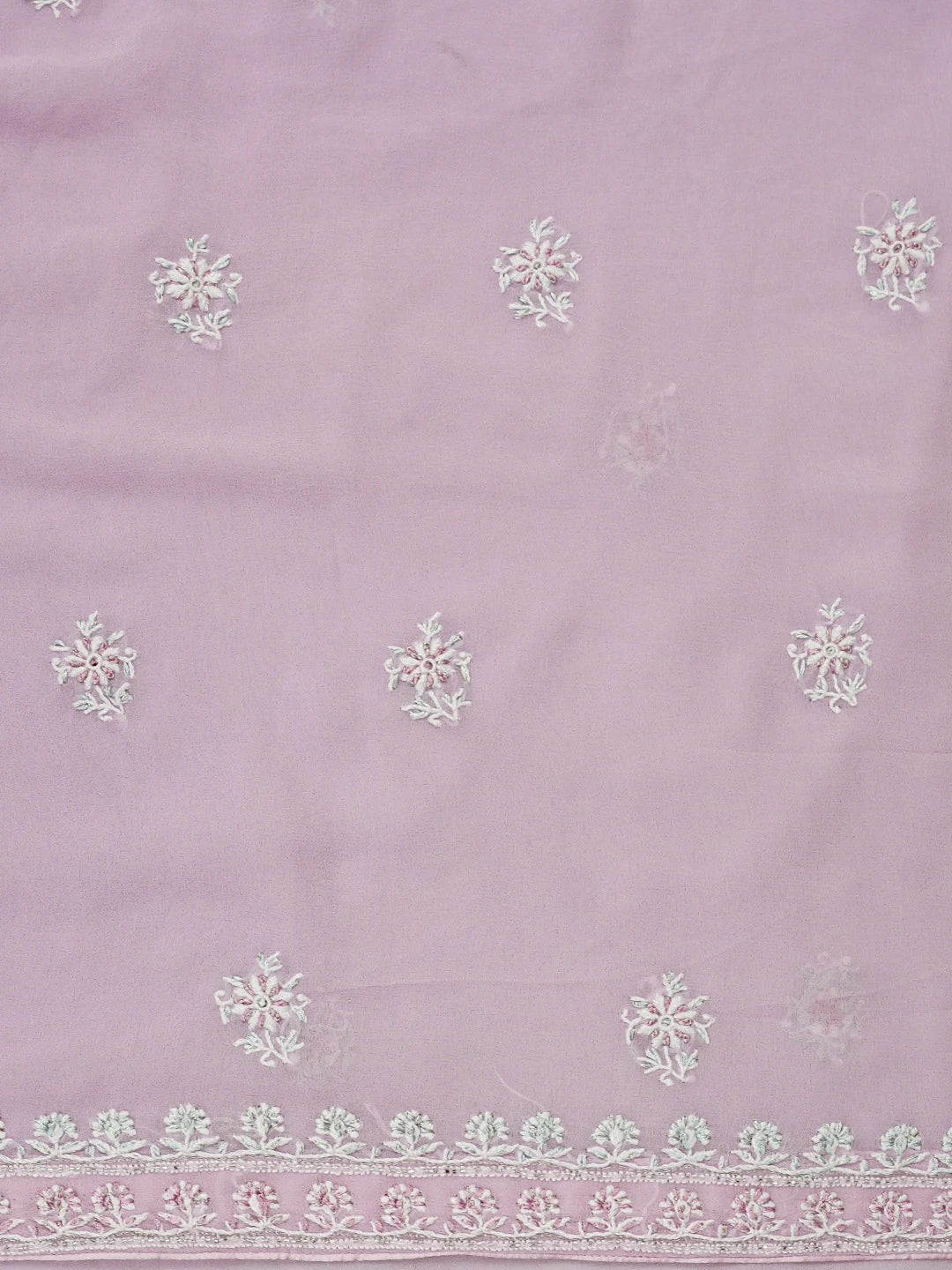 Ada Hand Embroidered Purple Essence Pure Georgette Lucknowi Chikankari Semi-stitched Kurta Dupatta Set With Cutdana Work 01A572425