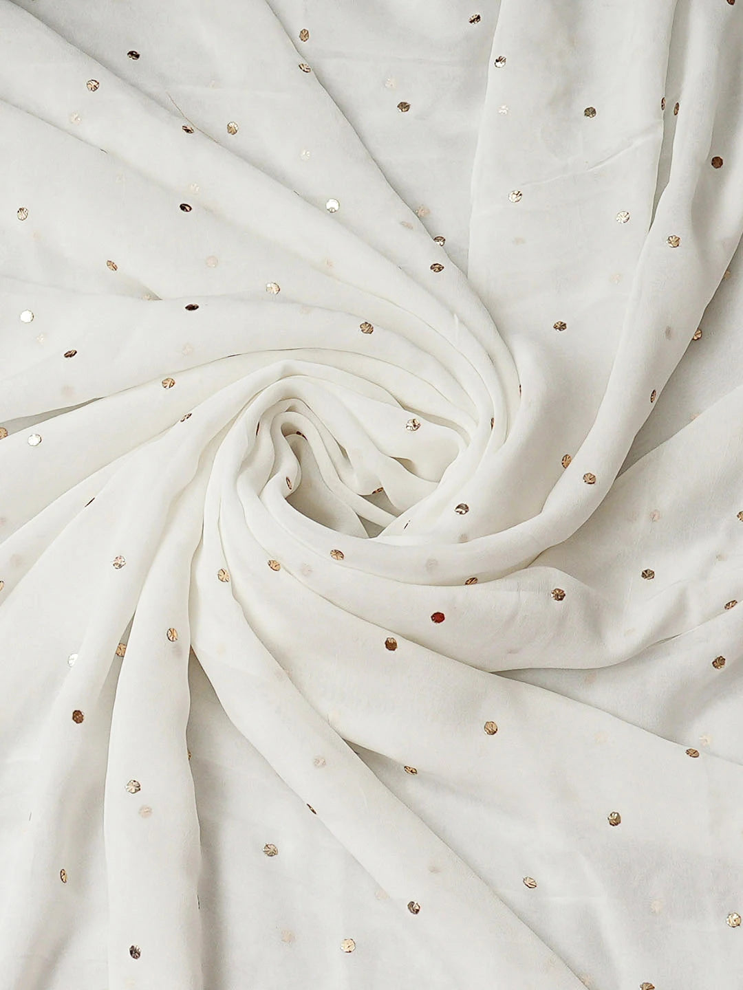 Ada Hand Embroidered White Viscose Georgette Unstitched Kurta Dupatta Set With Muqaish/Mukaish Work 01A957994