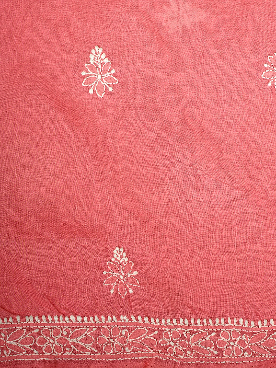 Ada Hand Embroidered Georgia Peach Cotton Lucknowi Chikankari Unstitched Suit Piece 01A960338