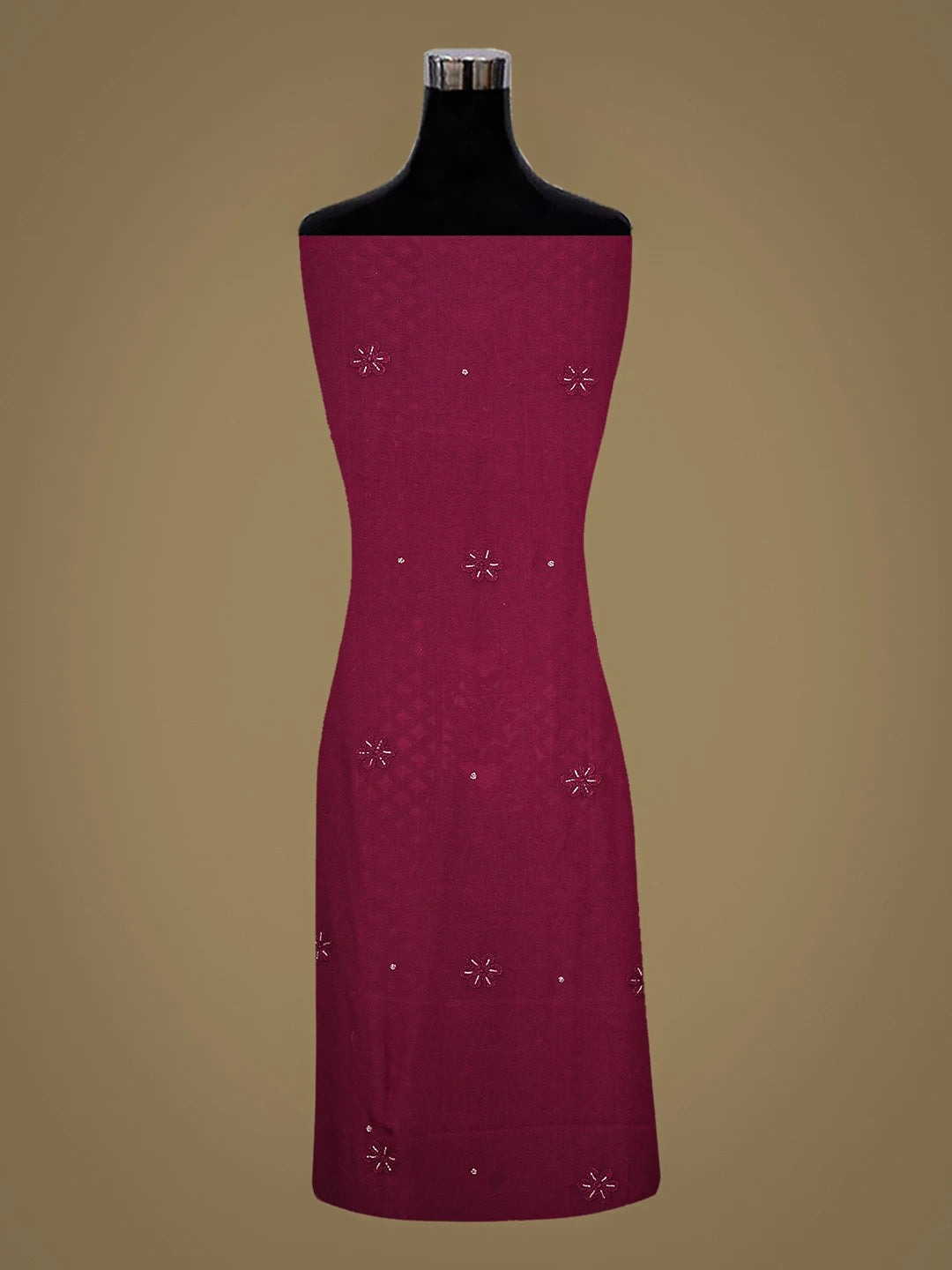 Ada Hand Embroidered Magenta Viscose Georgette Lucknowi Chikankari Unstitched Kurta Dupatta Set With Cutdana Work 01A884333