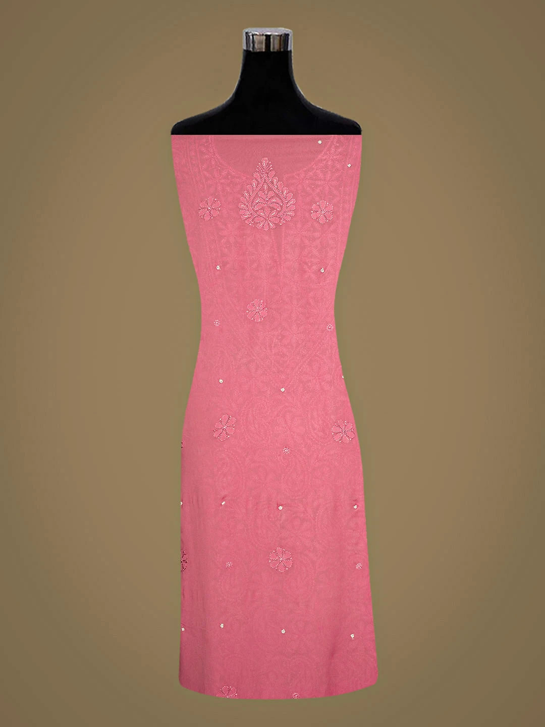 Ada Hand Embroidered Pink Viscose Georgette Lucknowi Chikankari Unstitched Kurta Dupatta Set With Cutdana Work 01A933596
