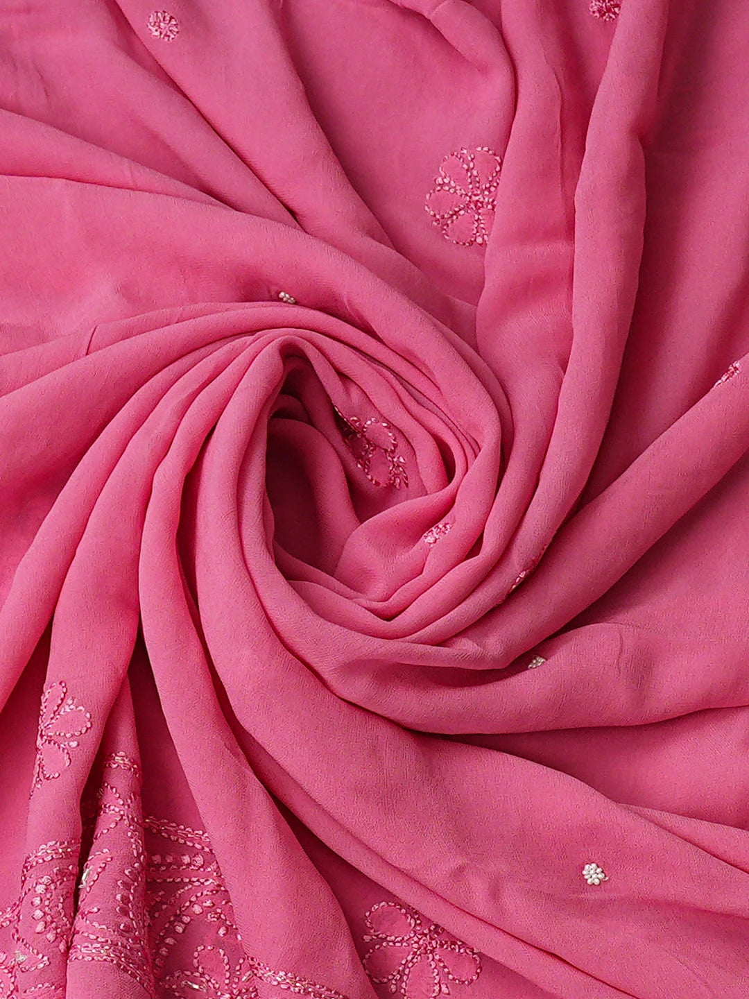 Ada Hand Embroidered Pink Viscose Georgette Lucknowi Chikankari Unstitched Kurta Dupatta Set With Cutdana Work 01A933596