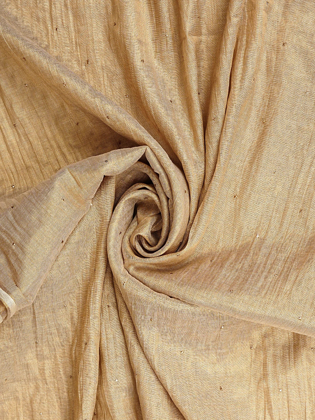 Ada Hand Embroidered Camel Brown Tissue Semi-Stitched A-line Kurta Dupatta Set With Muqaish Work 01A961991