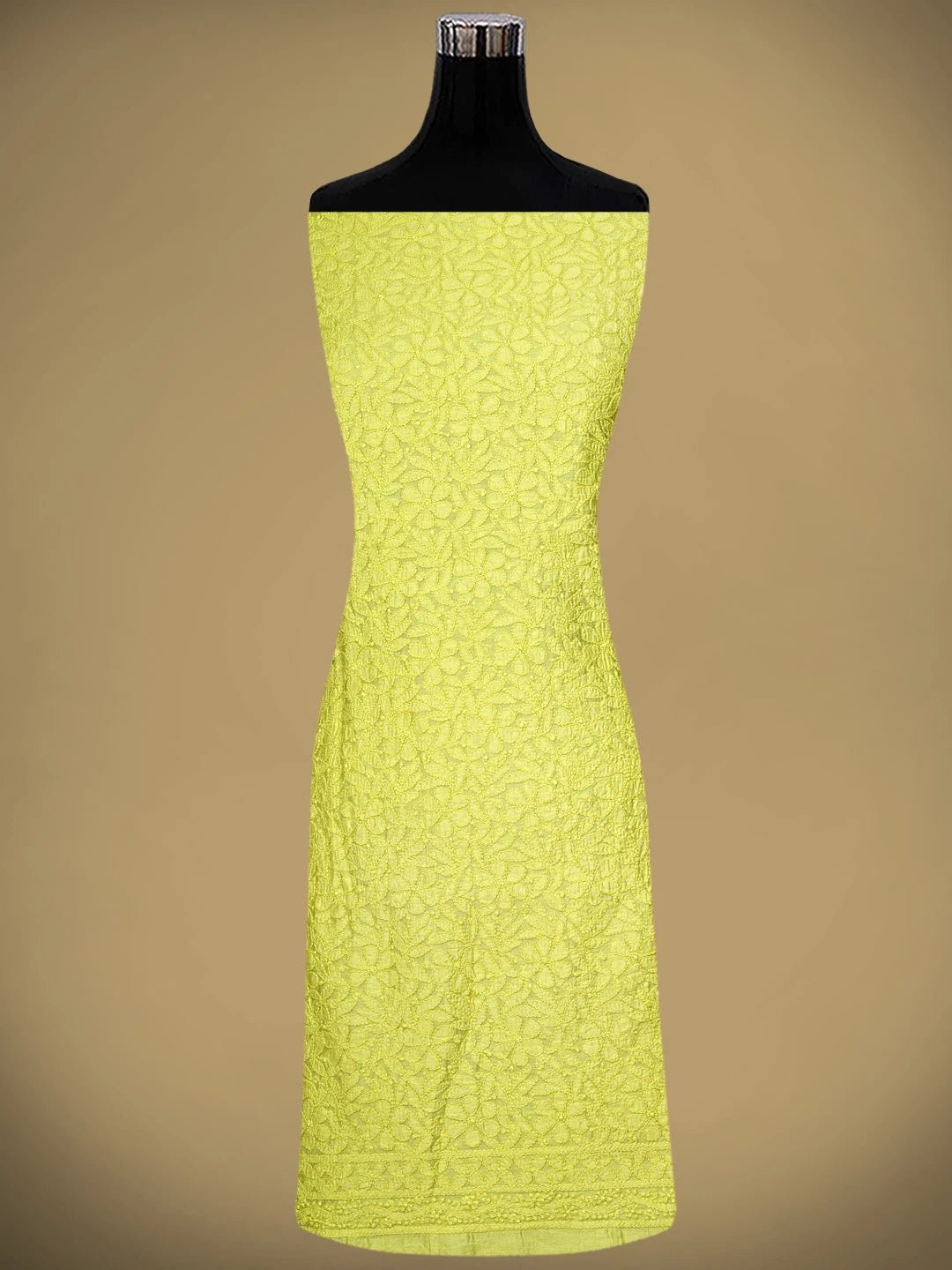 Ada Hand Embroidered Lime Green Chanderi Lucknowi Chikankari Unstitched Suit Piece 01A424743