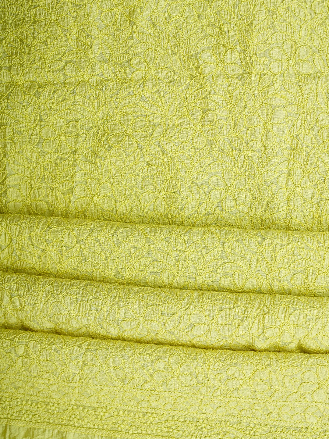Ada Hand Embroidered Lime Green Chanderi Lucknowi Chikankari Unstitched Suit Piece 01A424743