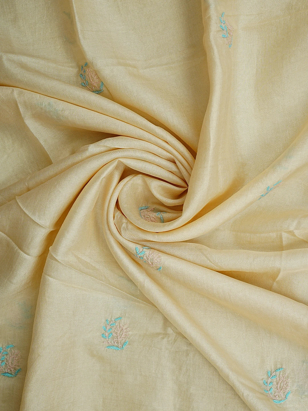 Ada Hand Embroidered White Papaya Whip Tusser Silk Lucknowi Chikankari Unstitched Kurta Dupatta Set 01A958040