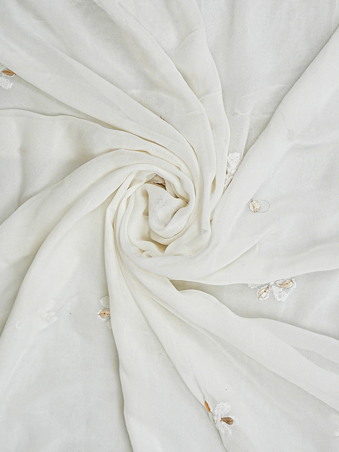 Ada Hand Embroidered White Viscose Georgette lucknowi Chikankari Unstitched Kurta Dupatta Set With Gota Patti Work 01A934102