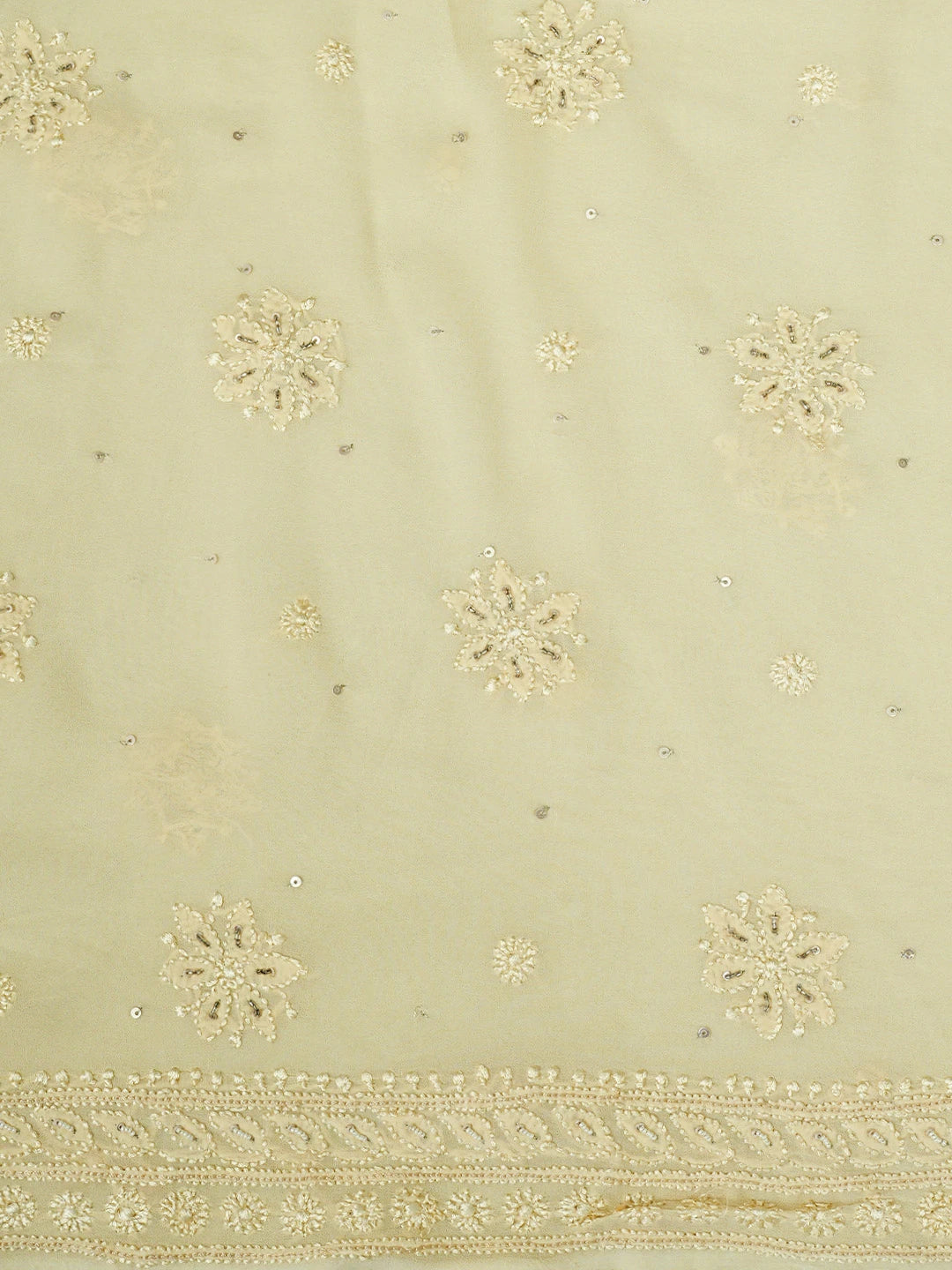 Ada Hand Embroidered Cream Viscose Georgette Lucknowi Chikankari Unstitched Kurta Dupatta Set With Cutdana Work 01A724587