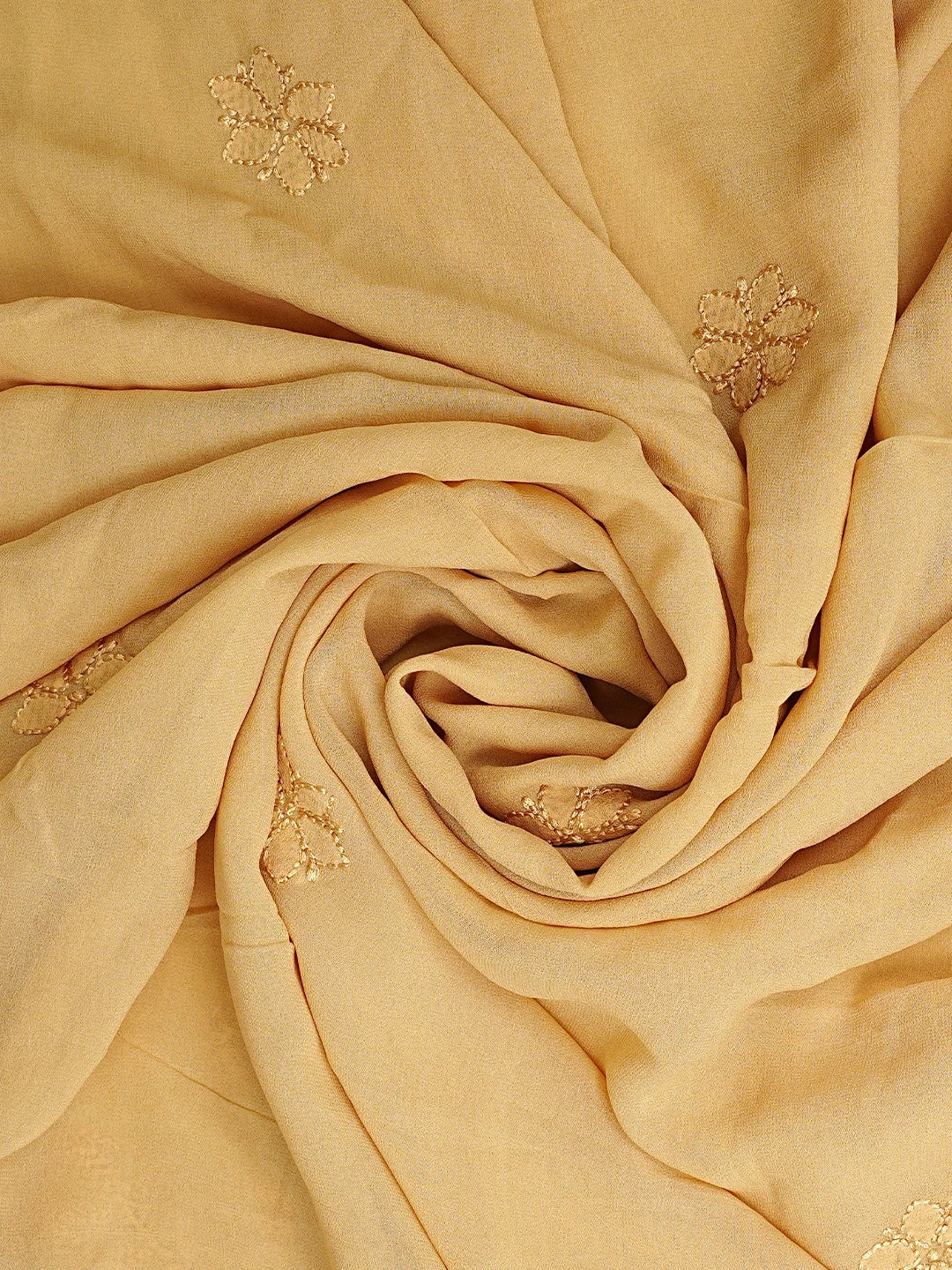 Ada Hand Embroidered Fawn Viscose Georgette Lucknowi Chikankari Semi-Stitched Anarkali Kurta Dupatta Set 01A901369