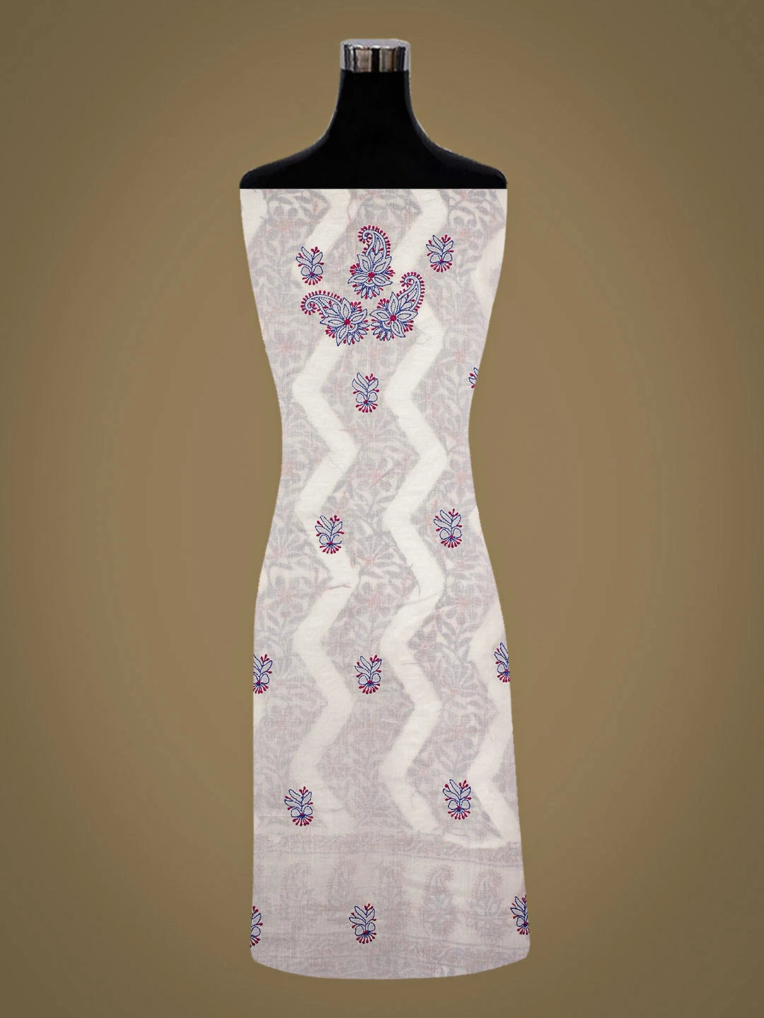 Ada Hand Embroidered White Cotton lucknowi Chikankari Unstitched Kurta 01A898553