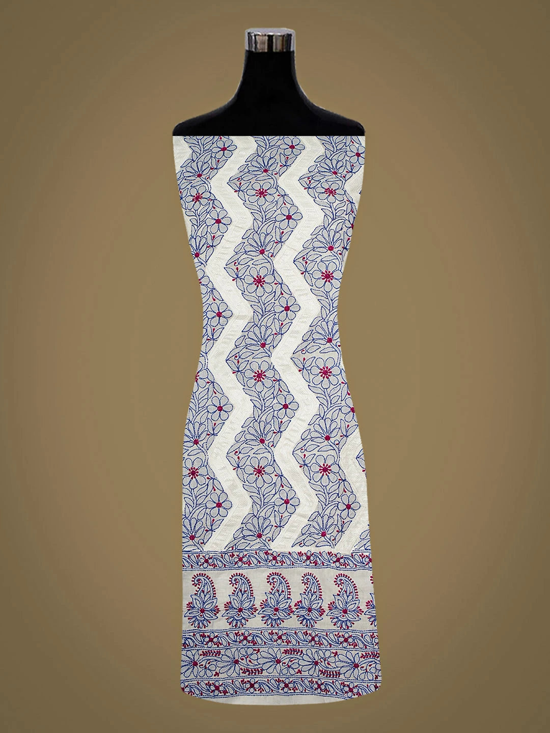 Ada Hand Embroidered White Cotton lucknowi Chikankari Unstitched Kurta 01A898553